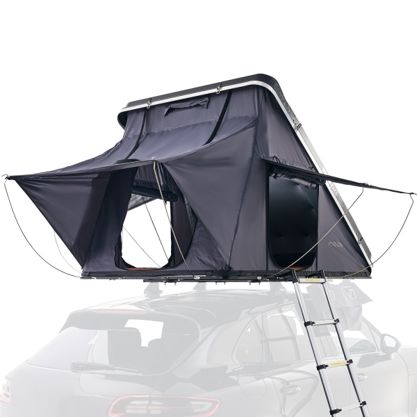 Hartschalen-Autodachzelt Delta - Cover schwarz - Zelt grau - Leichtbau mit Automatik-Öffnung