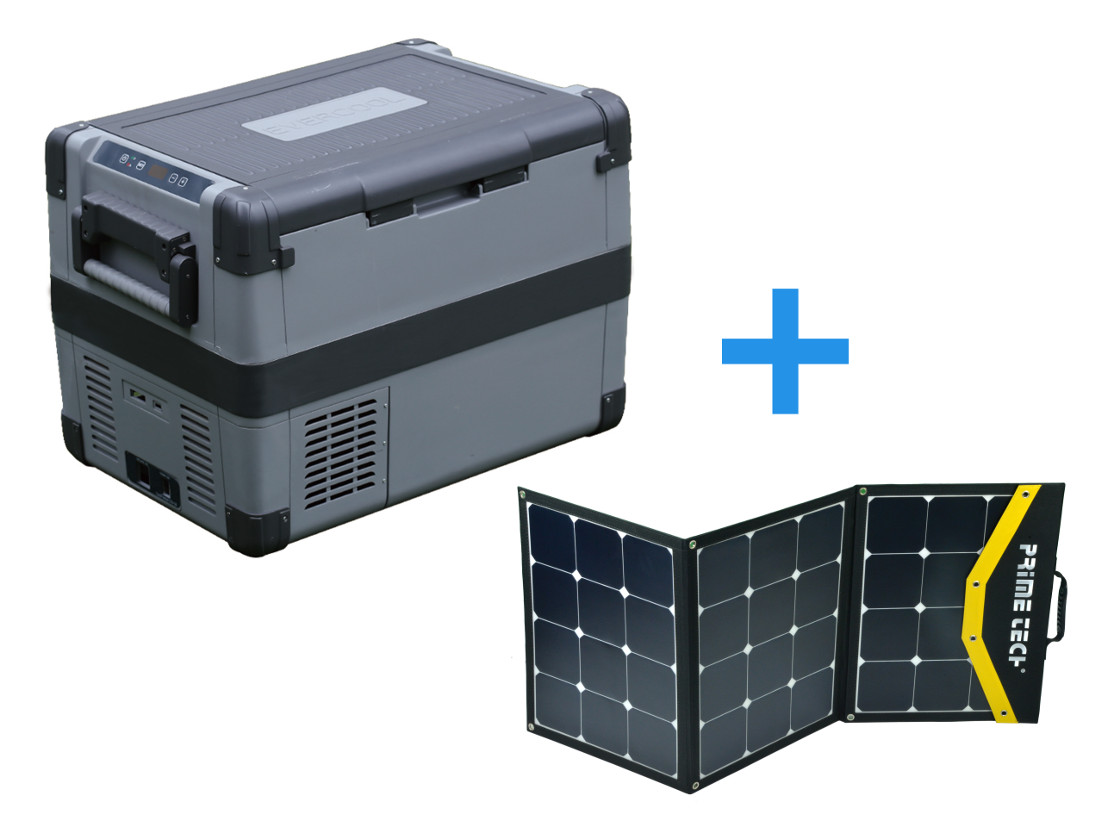 Kompressor-Kühlbox Pro-Line bis -22° C, 12/24 V (50 l) + Solarpanel |  Kompressor-Kühlboxen | Camping | Prime Tech - Dachzelte & Camping Ausrüstung